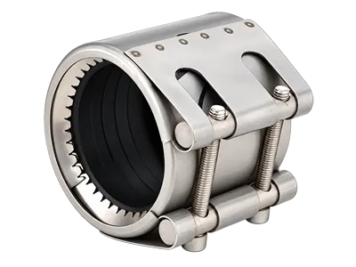 A grip-type pipe repair clamp on a white background.